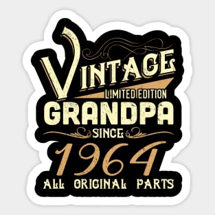 Vintage Grandpa Since 1964 Funny Man Myth Legend Daddy Sticker